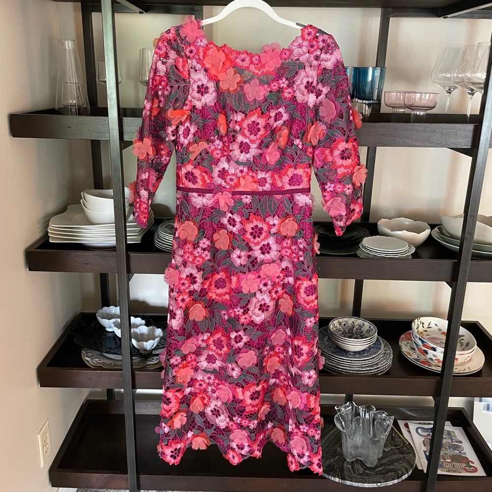 3d Floral Guipure Lace Tea Length Cocktail Dress